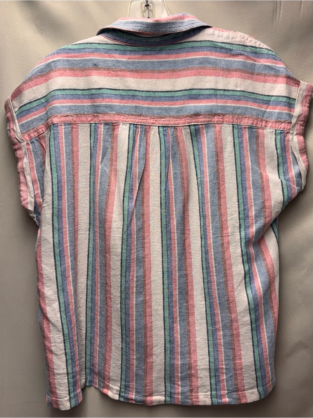 Orvis Linen Blend Striped Button Down Women’s Small Multicolor Short Sleeve Top - Picture 7 of 7